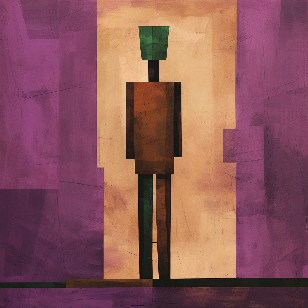 Abstract character art of a tall figure