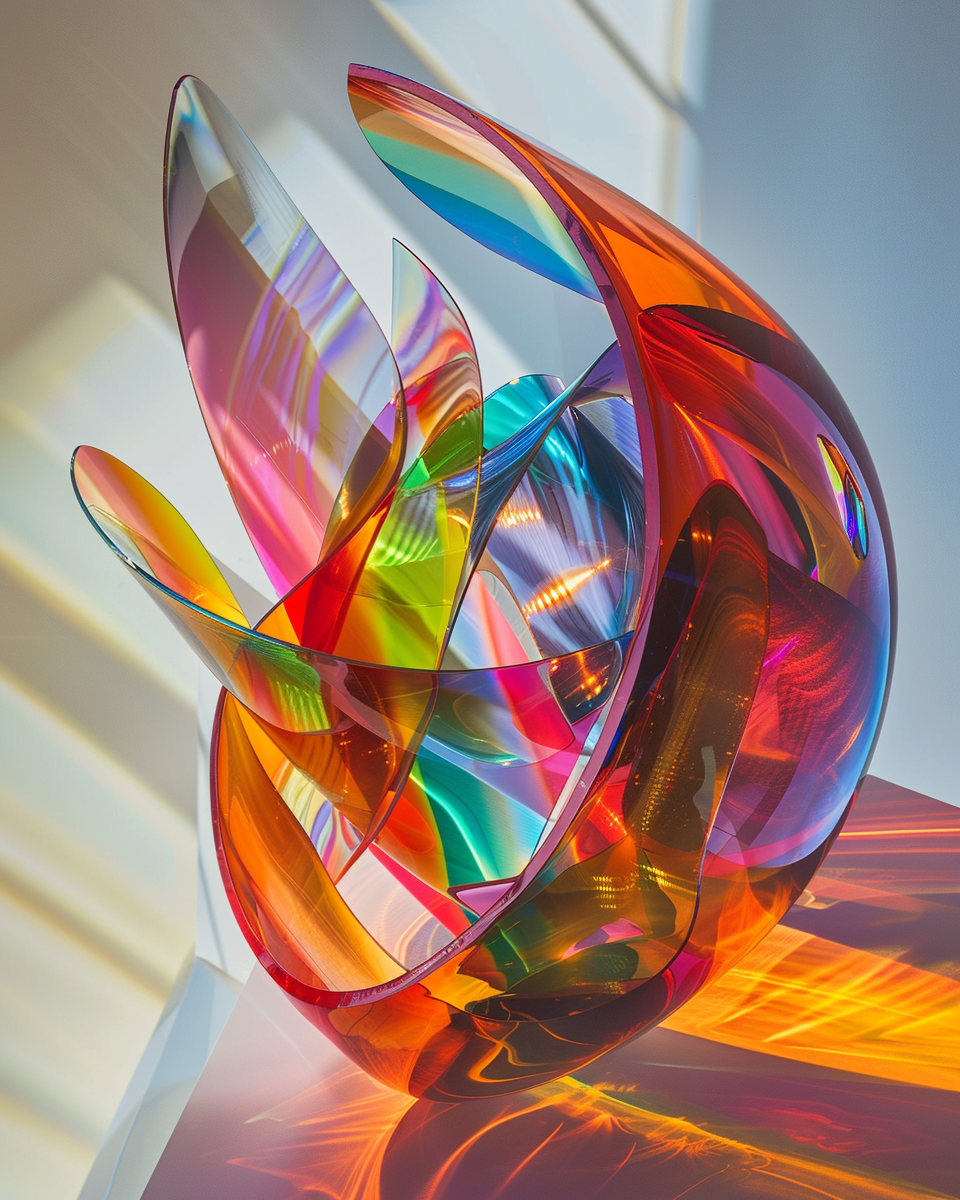 Abstract Colored Glass Sculpture