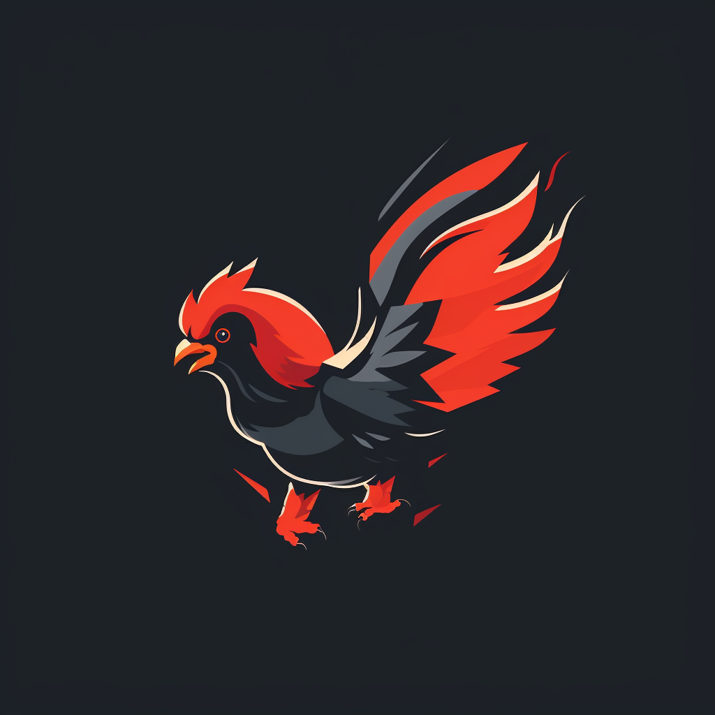 Colorful chicken logo fighter kicking