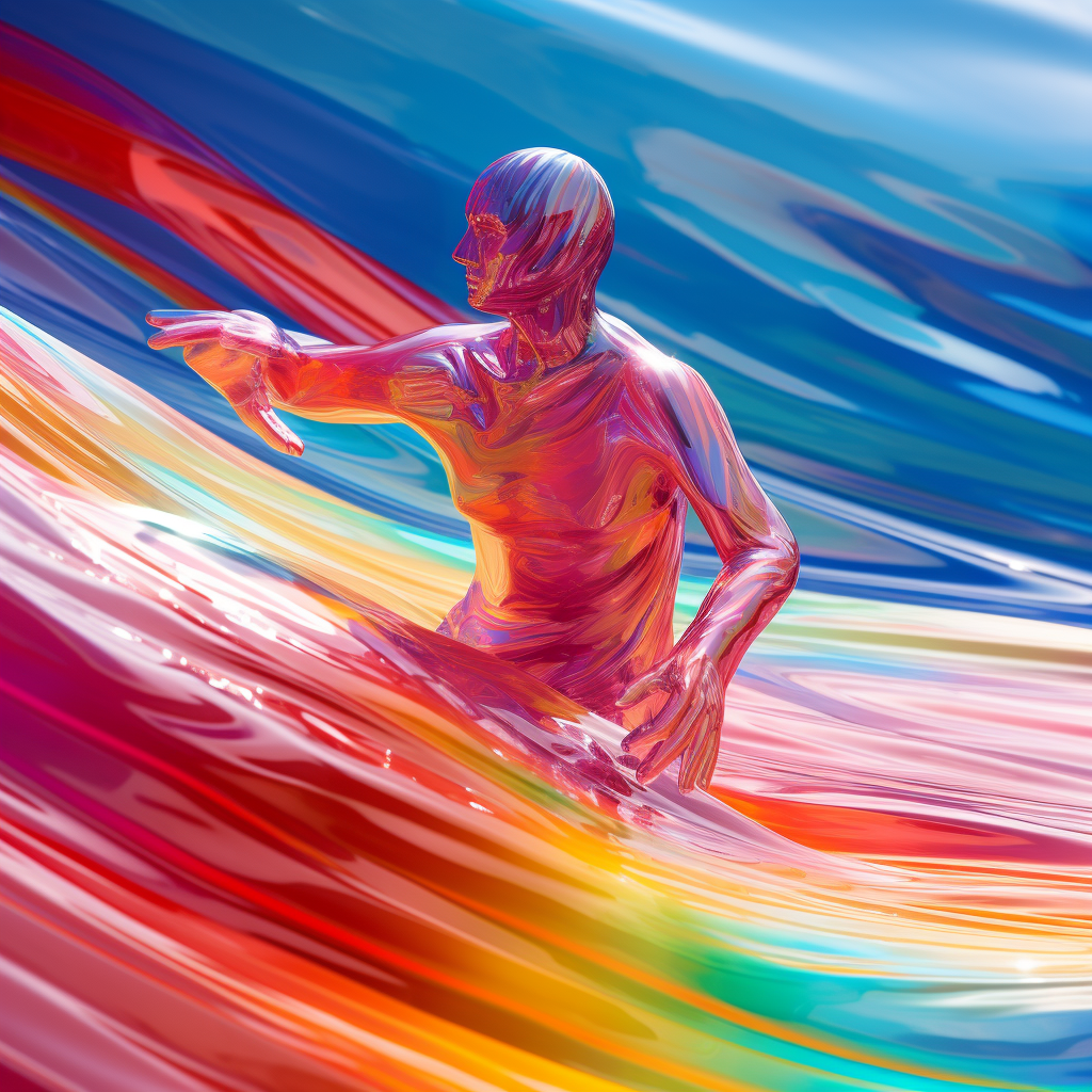 Colorful plastic surfer photo