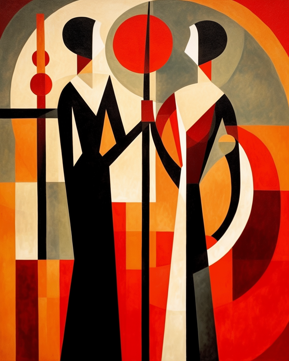 Vector Abstract Cubist Artwork of a Couple