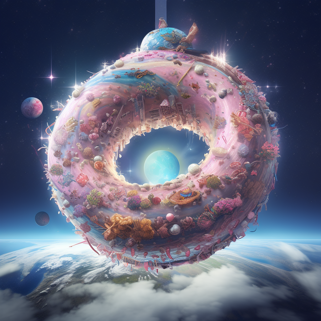 Abstract illustration of floating donut in space