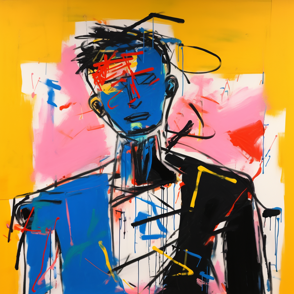 Colorful man in abstract line drawing