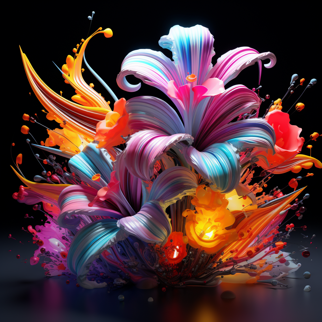 Beautiful abstract firework flowers in neon colors.