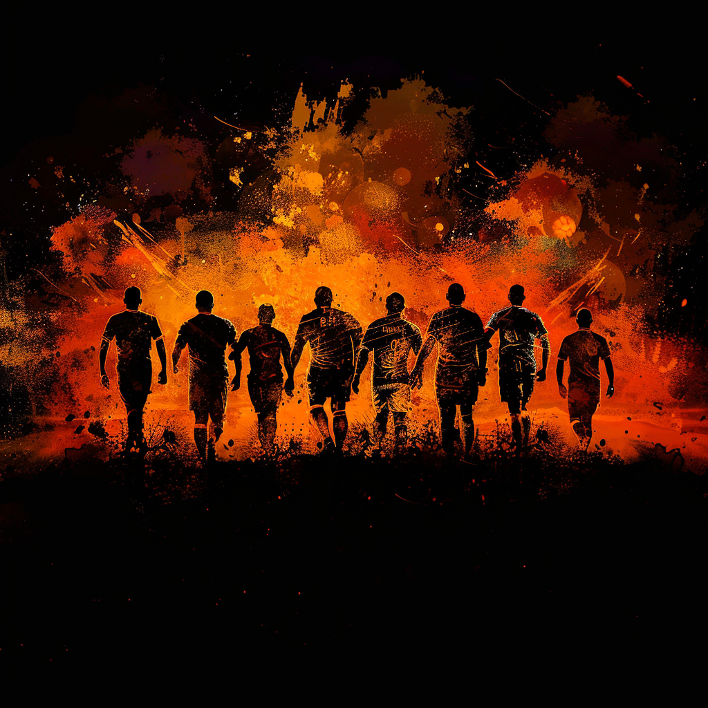 Football team silhouette dark background