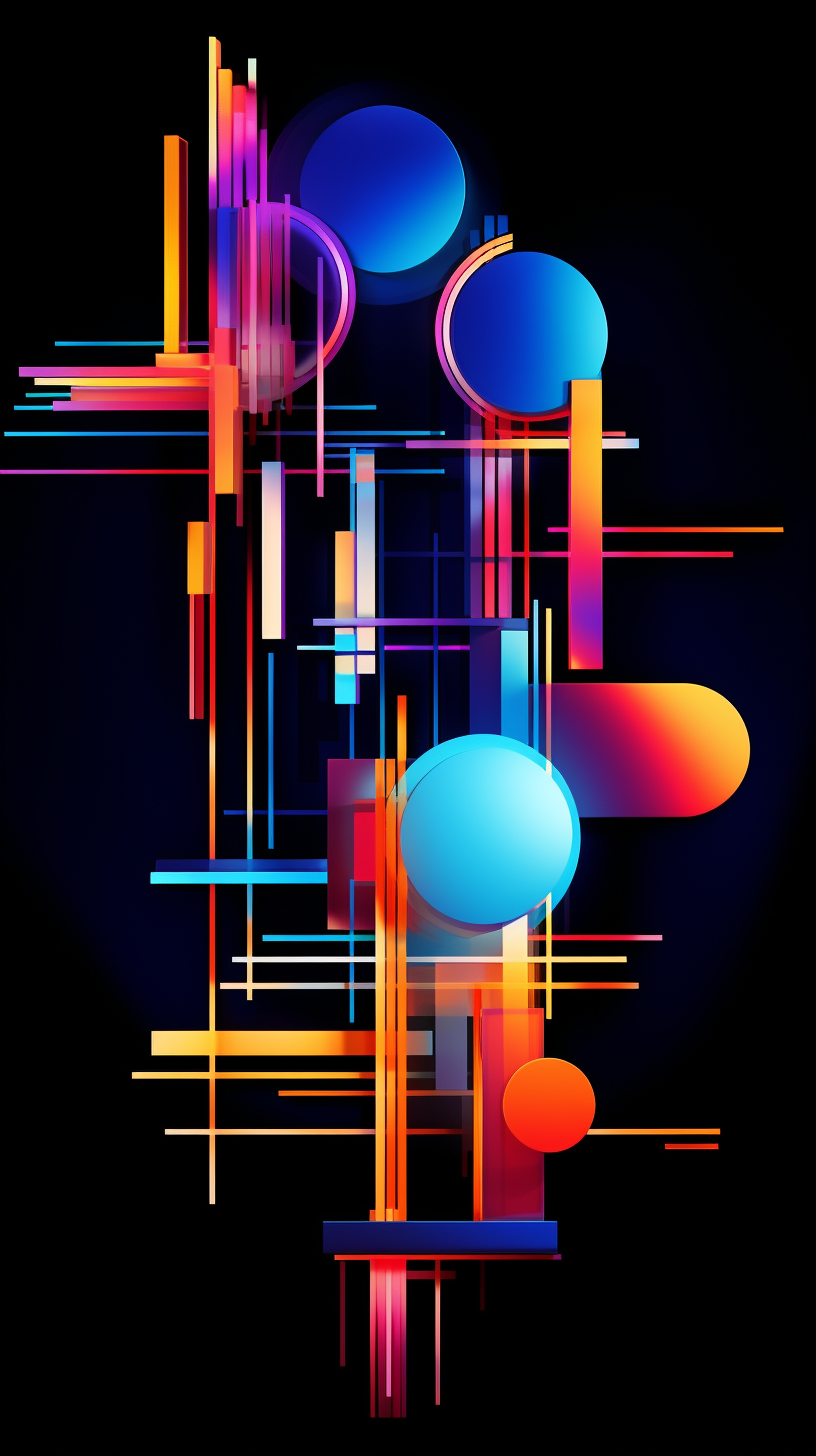 Abstract geometric neon light composition artwork