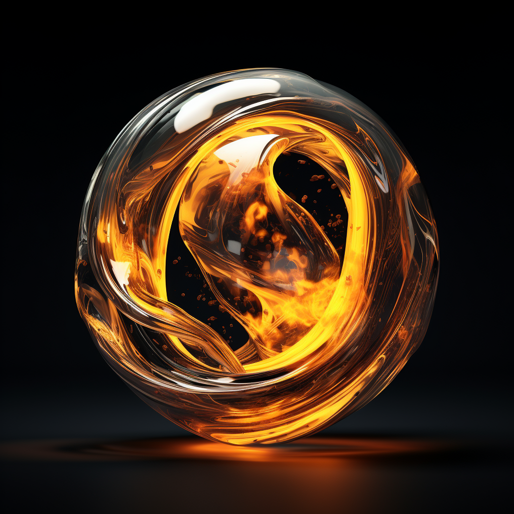 Abstract glass object with orange glow