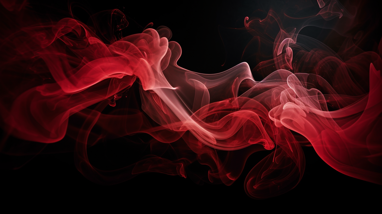 Abstract hero section image with red, black swirls and smoke