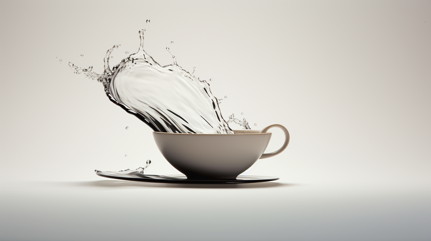 Minimalist Japanese tea cup overflowing