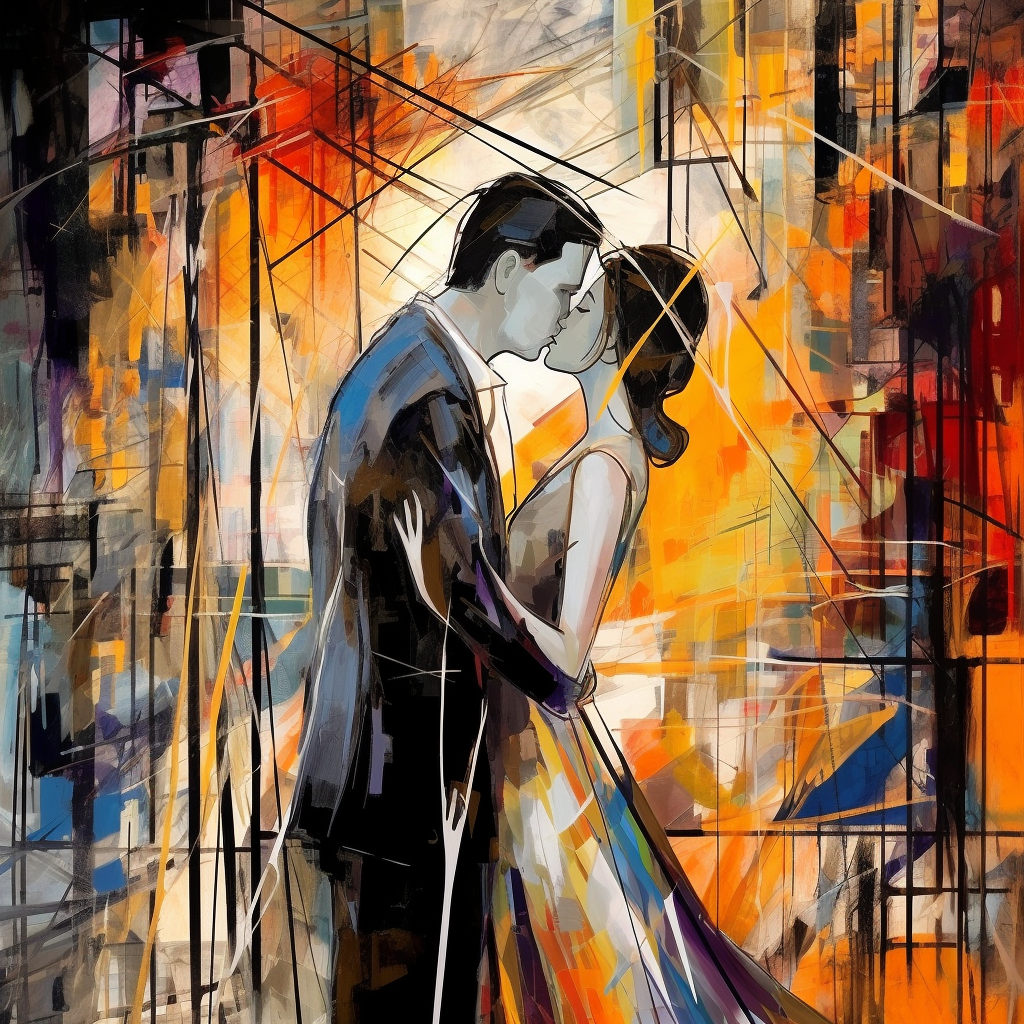 Abstract kiss farewell memory art