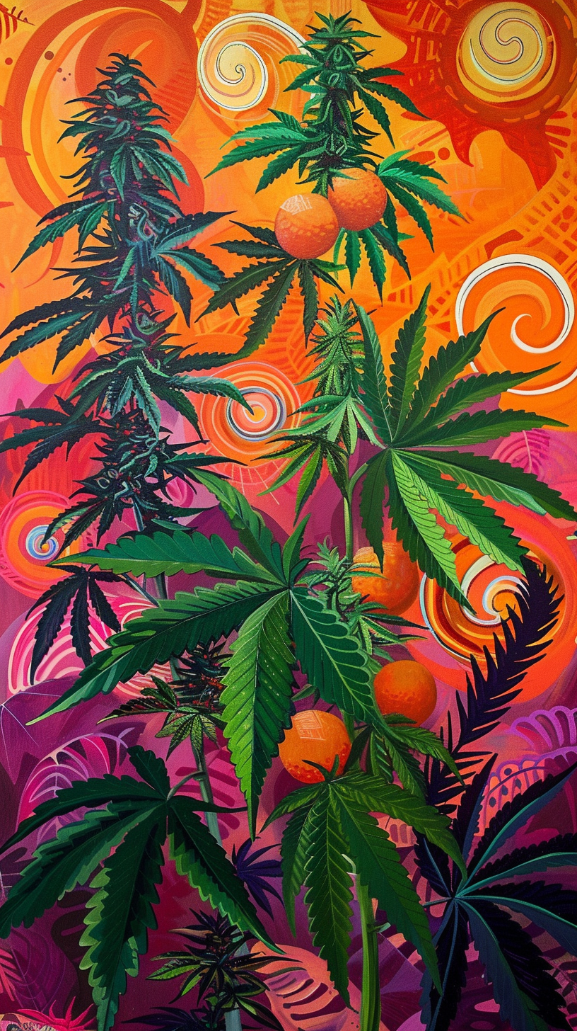 Abstract Marijuana Garden Painting