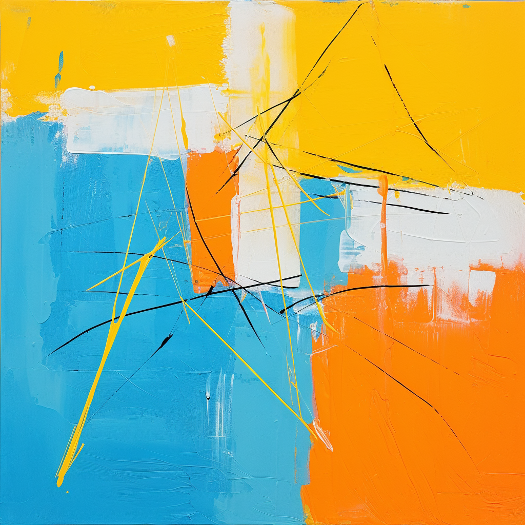 Abstract painting with single-line strokes