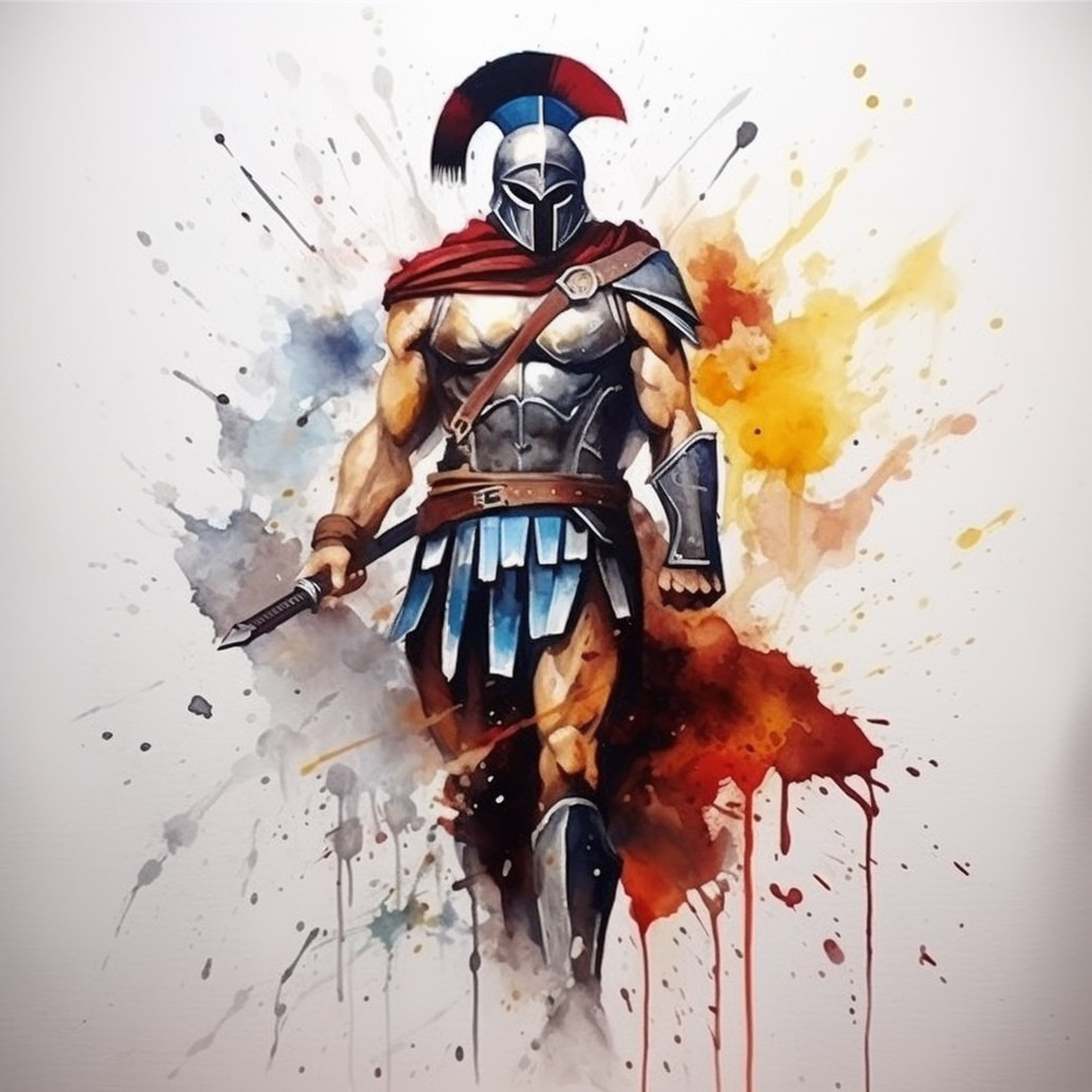 Abstract Spartan artwork in watercolour