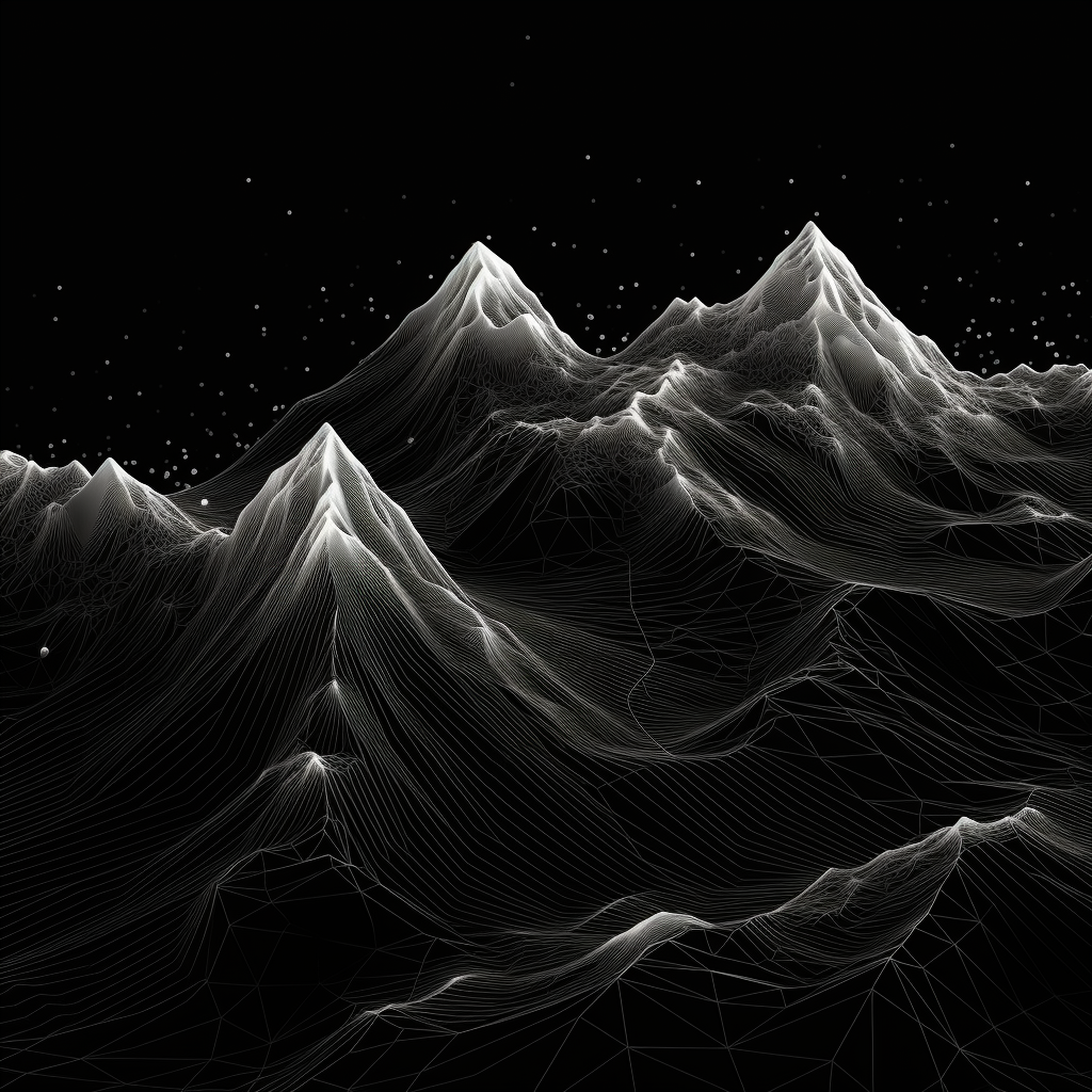 Black and white abstract mountain peaks design