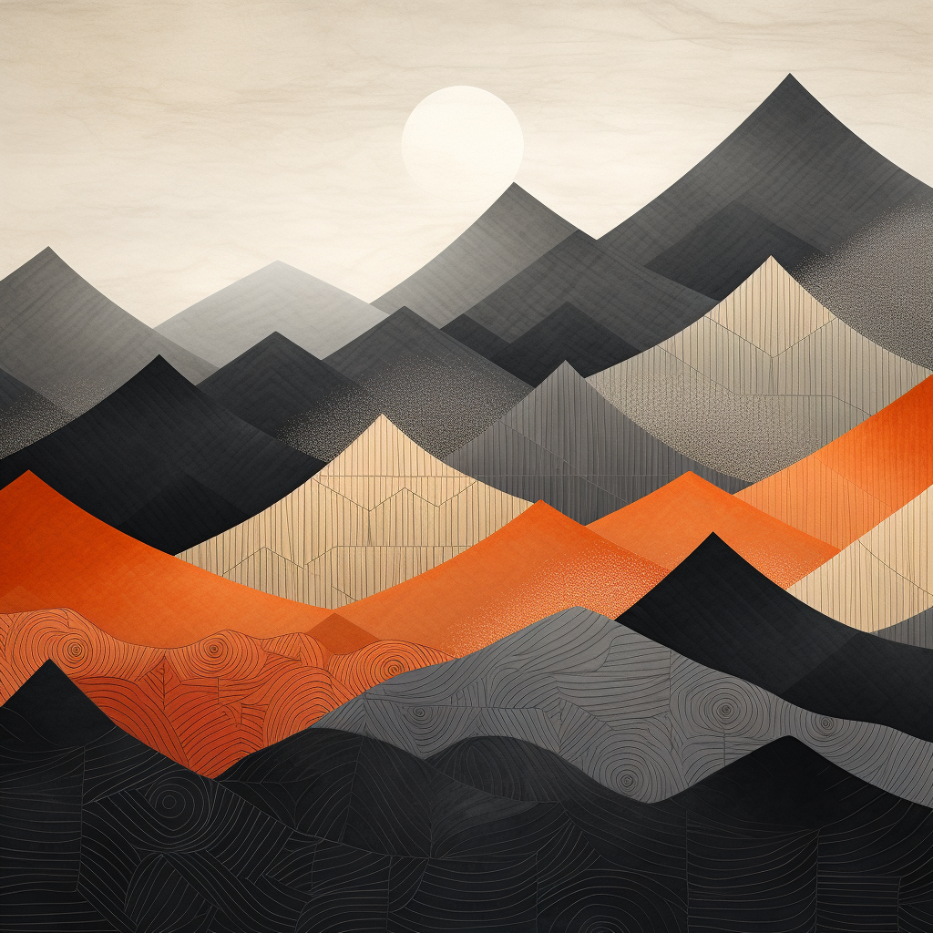 Abstract mountain range landscape with geometric patterns