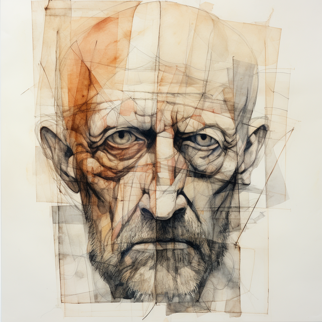 Abstract drawing of an old man