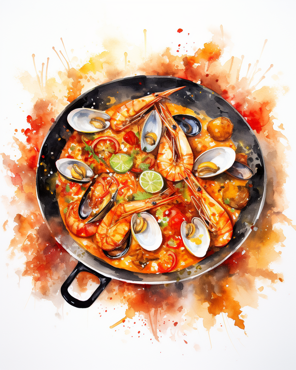 Abstract paella on white background