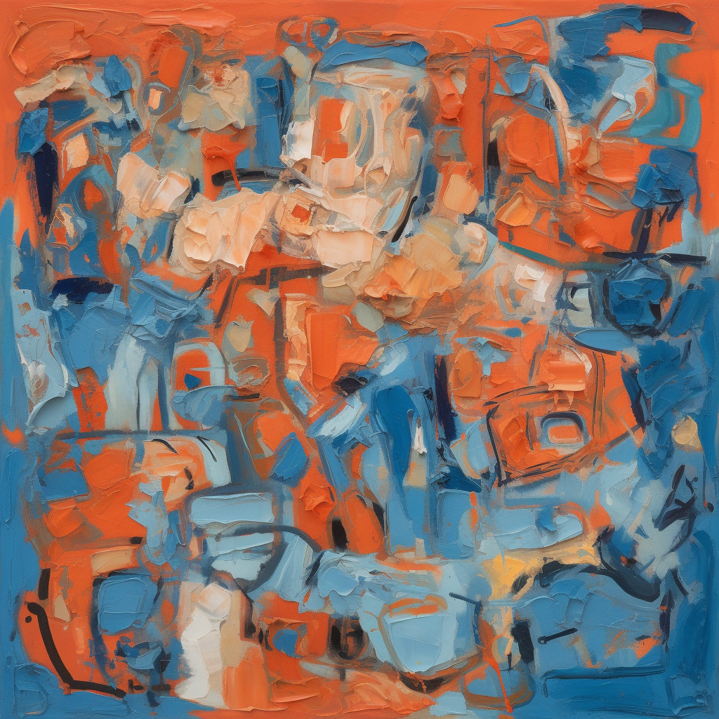 Abstract painting with Africa hints in orange and blue