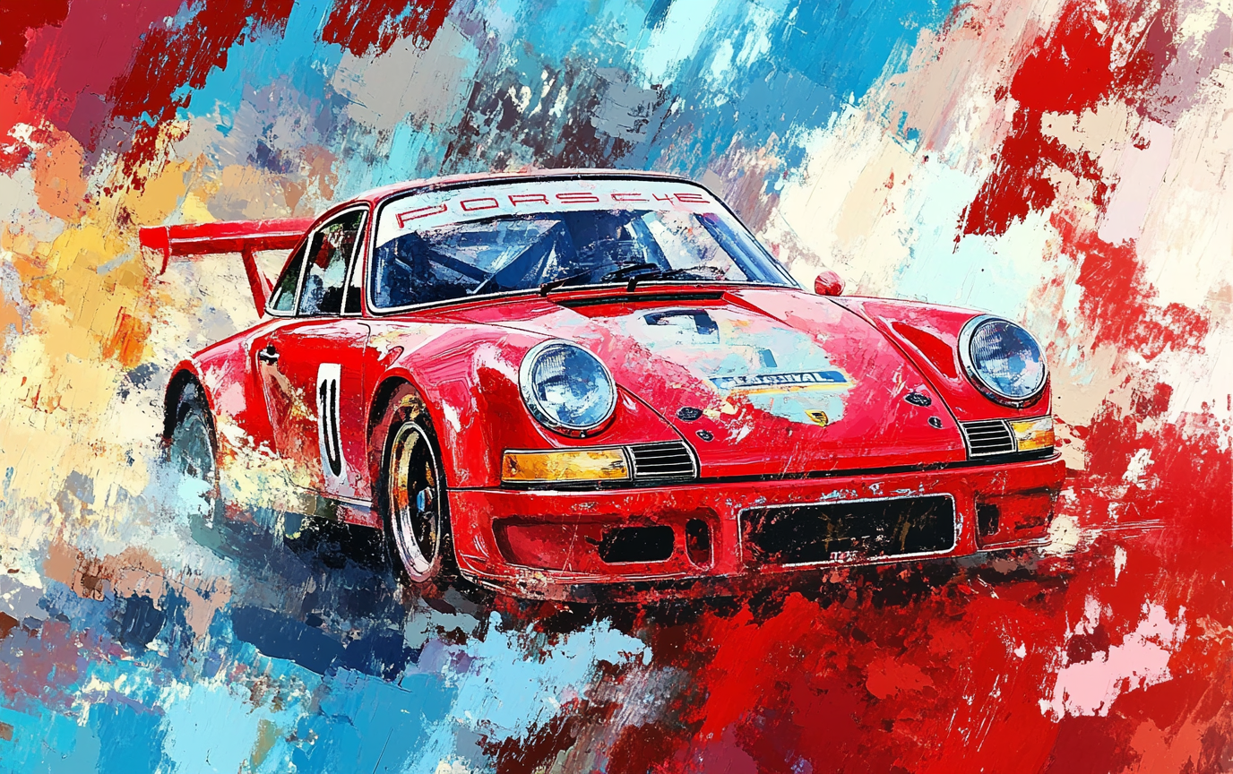 Modern Abstract Porsche Turbo Painting