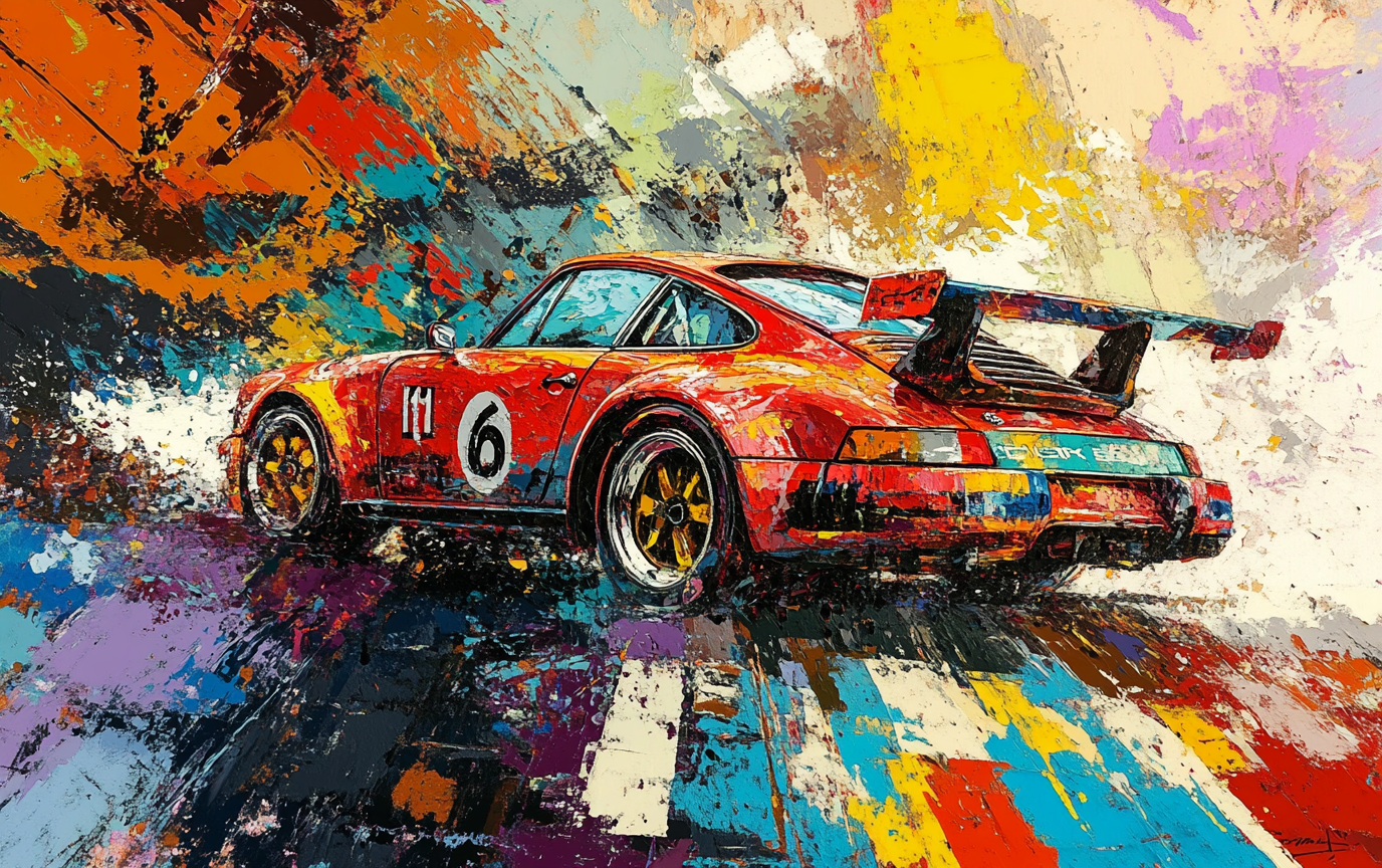 Abstract Painting Porsche Turbo Poster Art