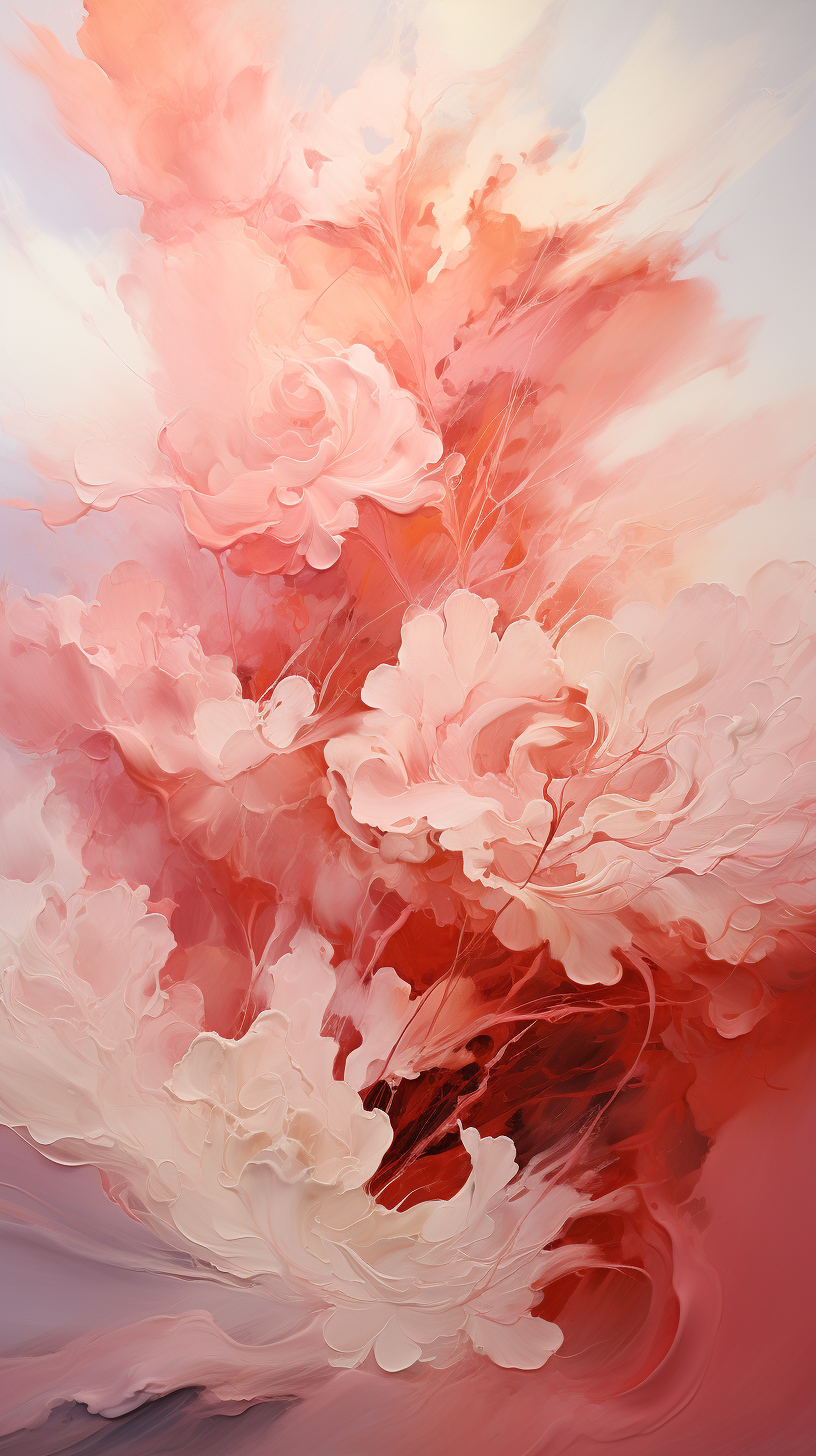 Abstract Peach Monet Style in Pink