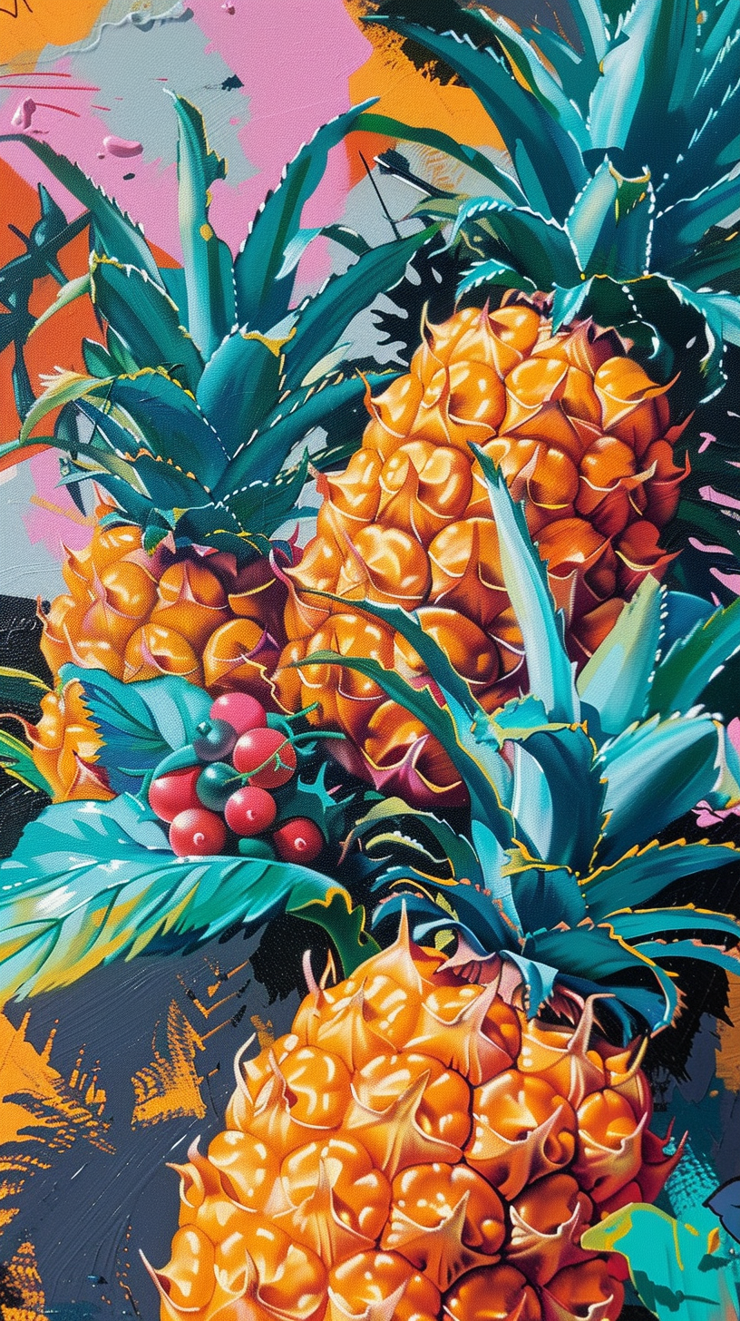 detailed pineapple vines illustration art