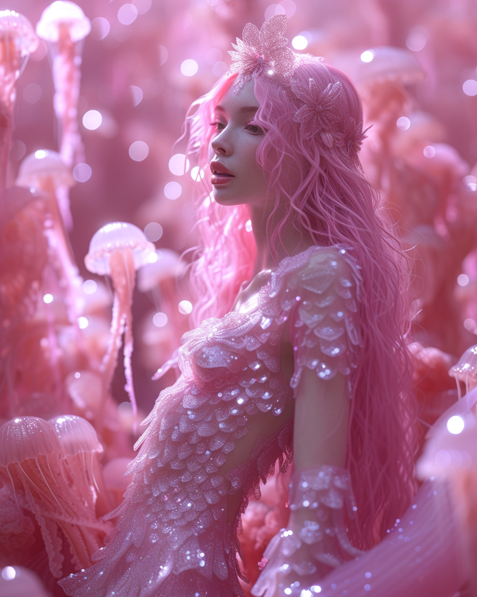 Pink Ocean Jellyfish Mermaid