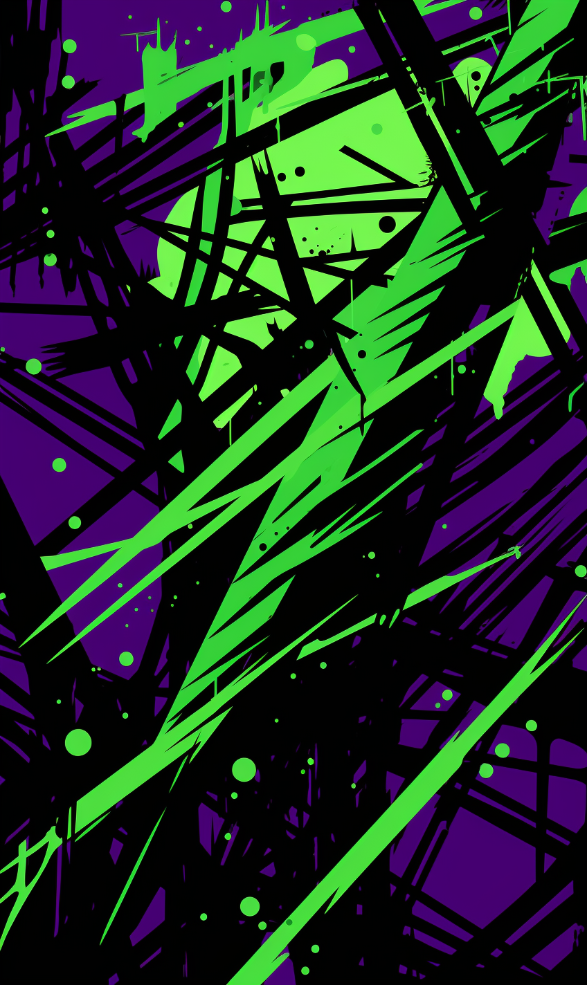 Vibrant Purple and Green Anarchy Artwork