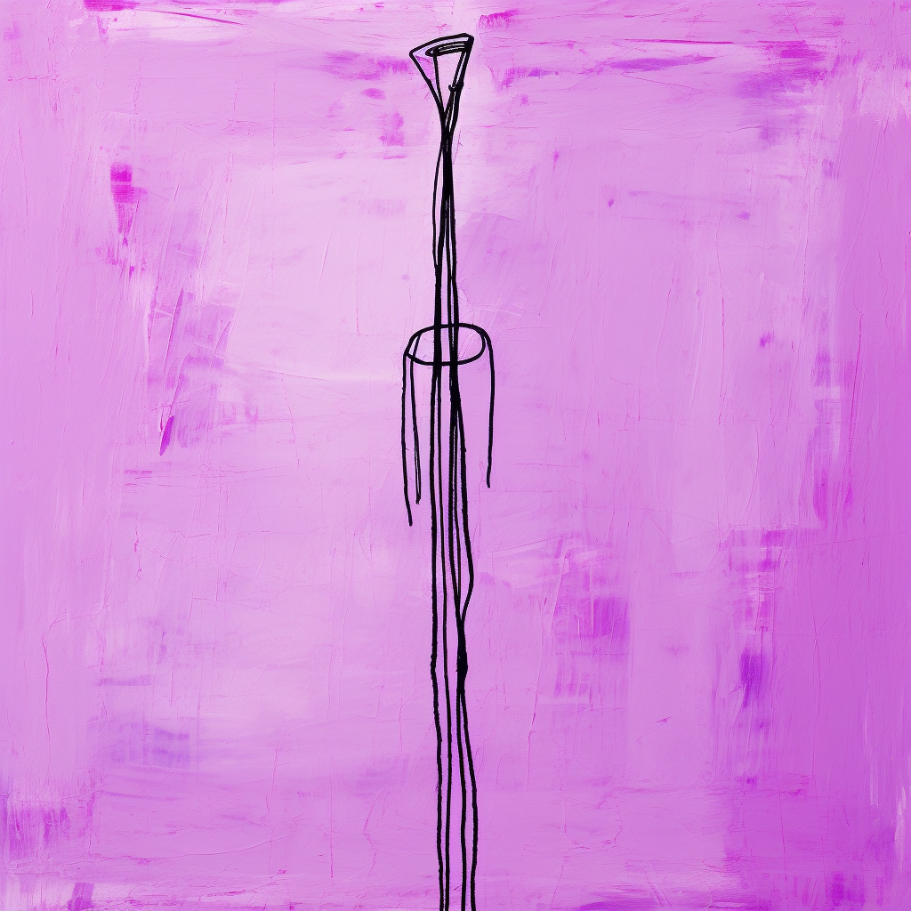 Abstract purple stick figure minimalist artwork