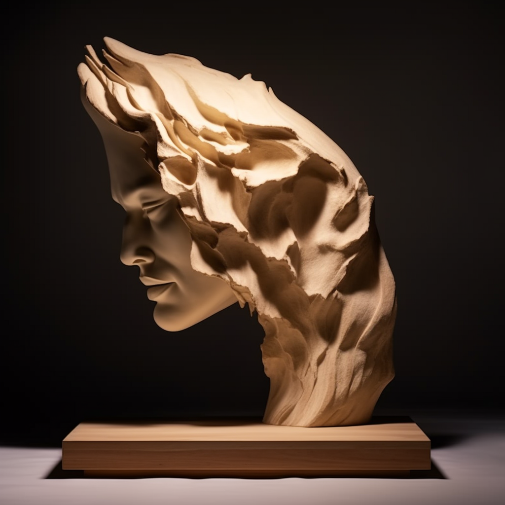 Abstract sculpture with clay texture by Medardo Rosso