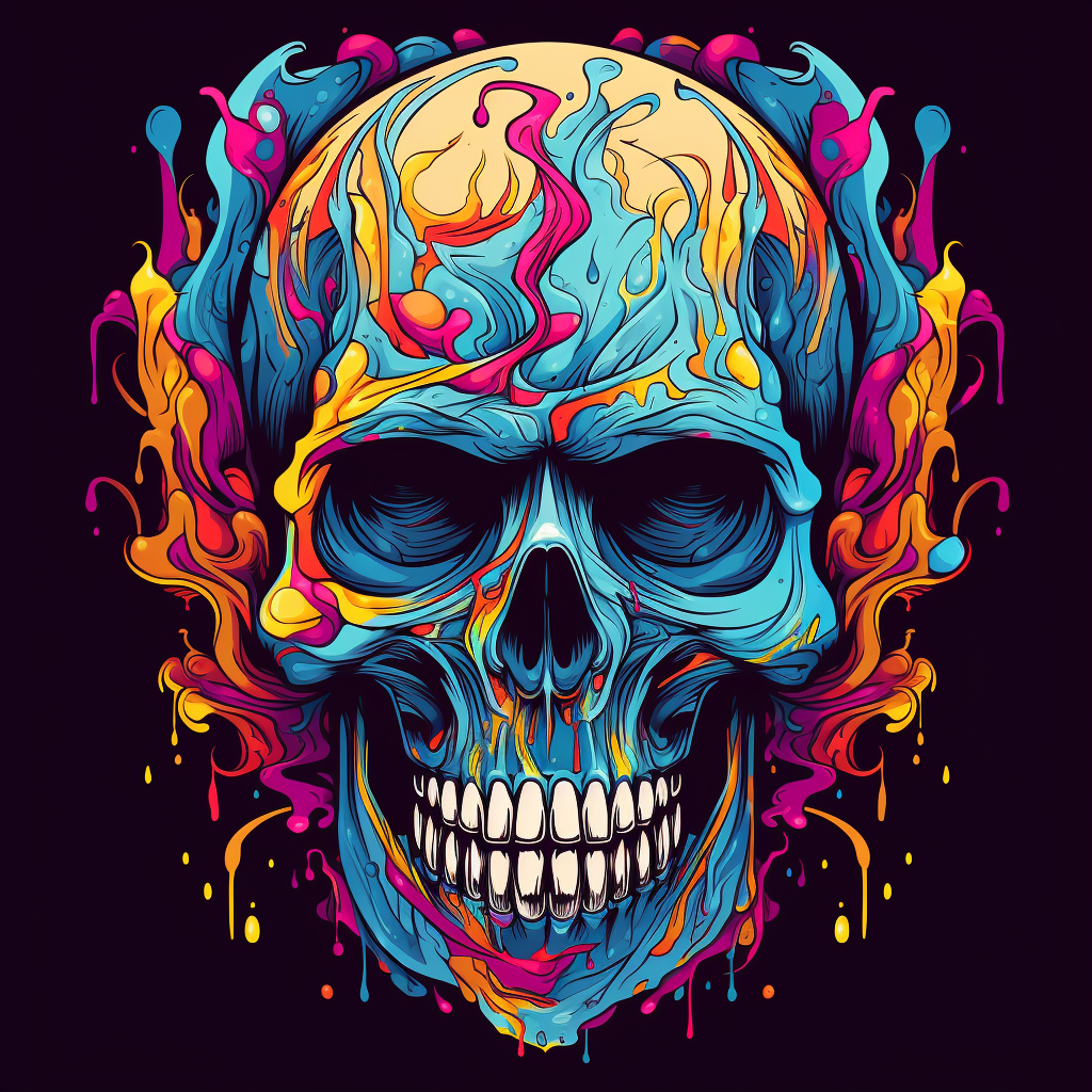 Abstract skull artwork in motion