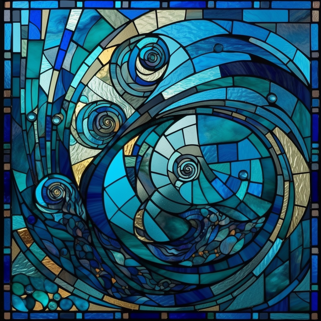 Abstract stained glass window artwork