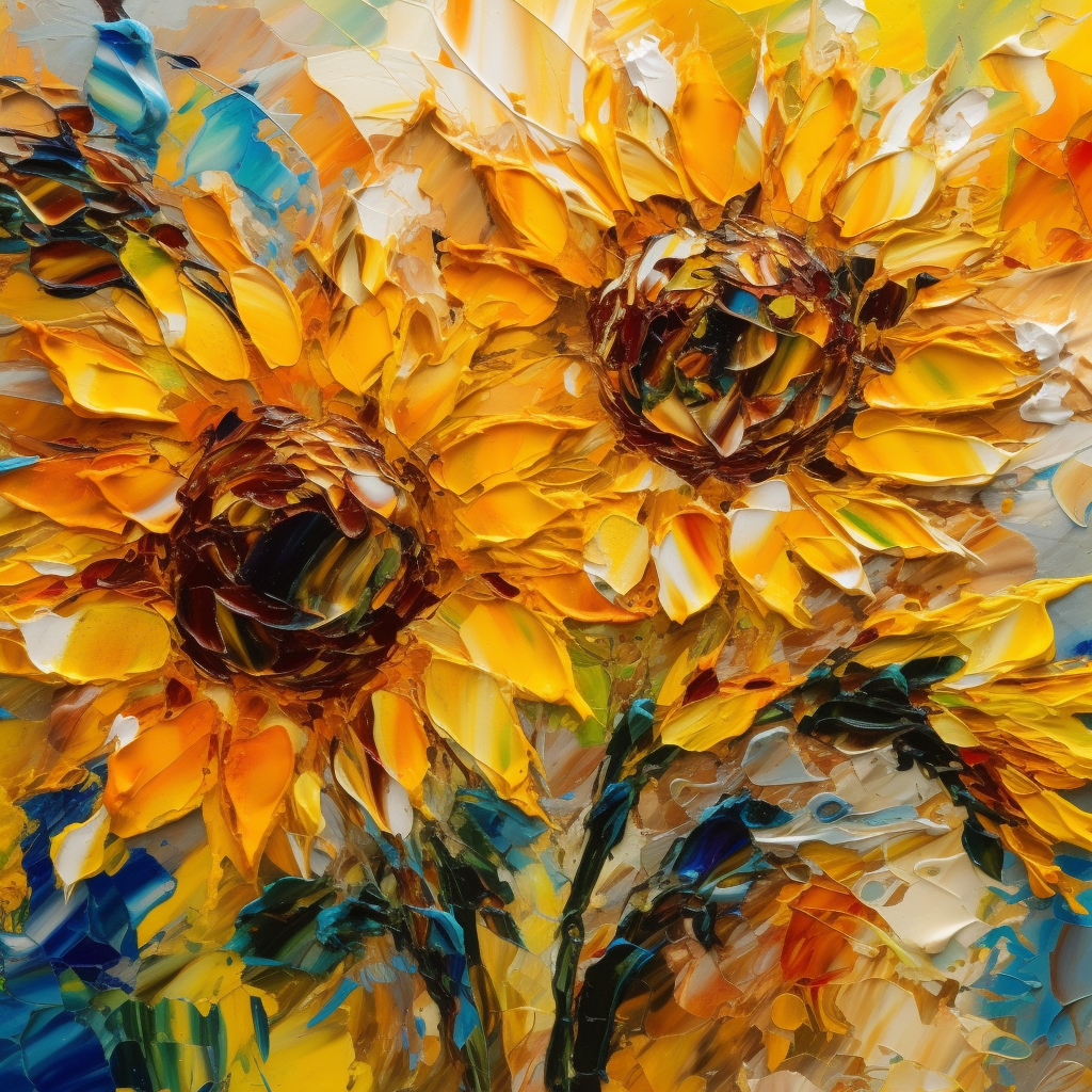 Colorful abstract sunflower artwork with alcohol ink.