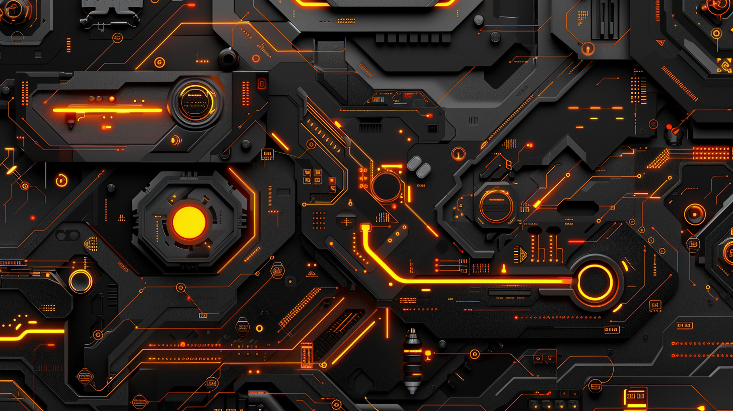 Abstract tech hardware orange lights