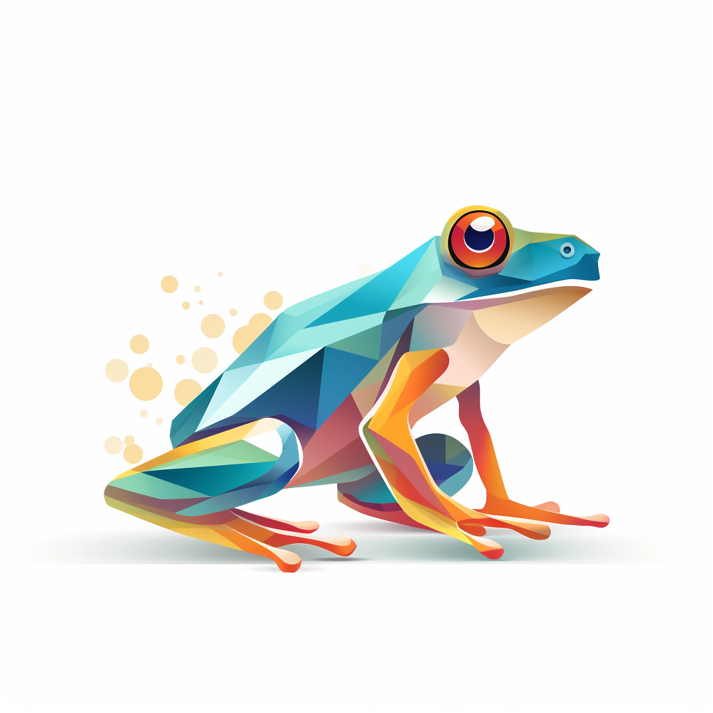 Vibrant abstract tree frog on white background