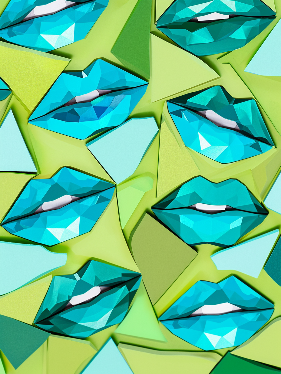 Stylized turquoise teal lips mosaic