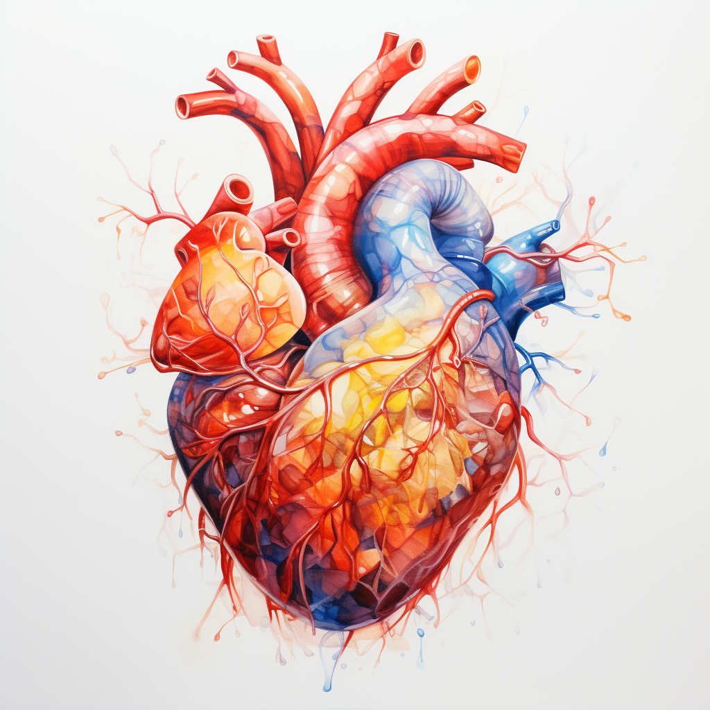 Abstract watercolor painting of human heart art