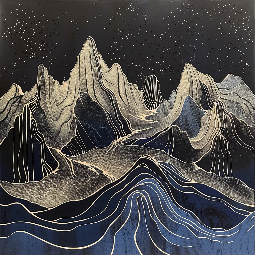 flowing jagged mountain print