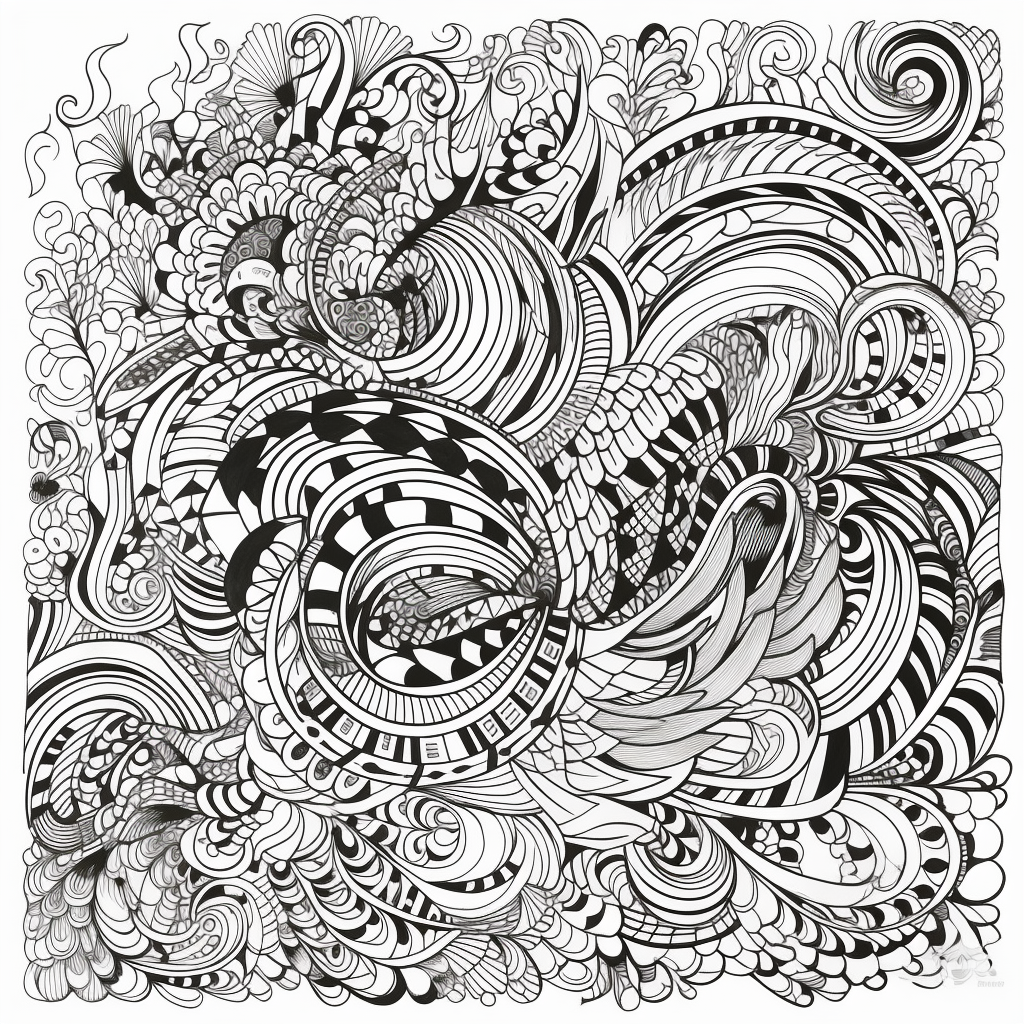 Zentangle Black White Coloring Page