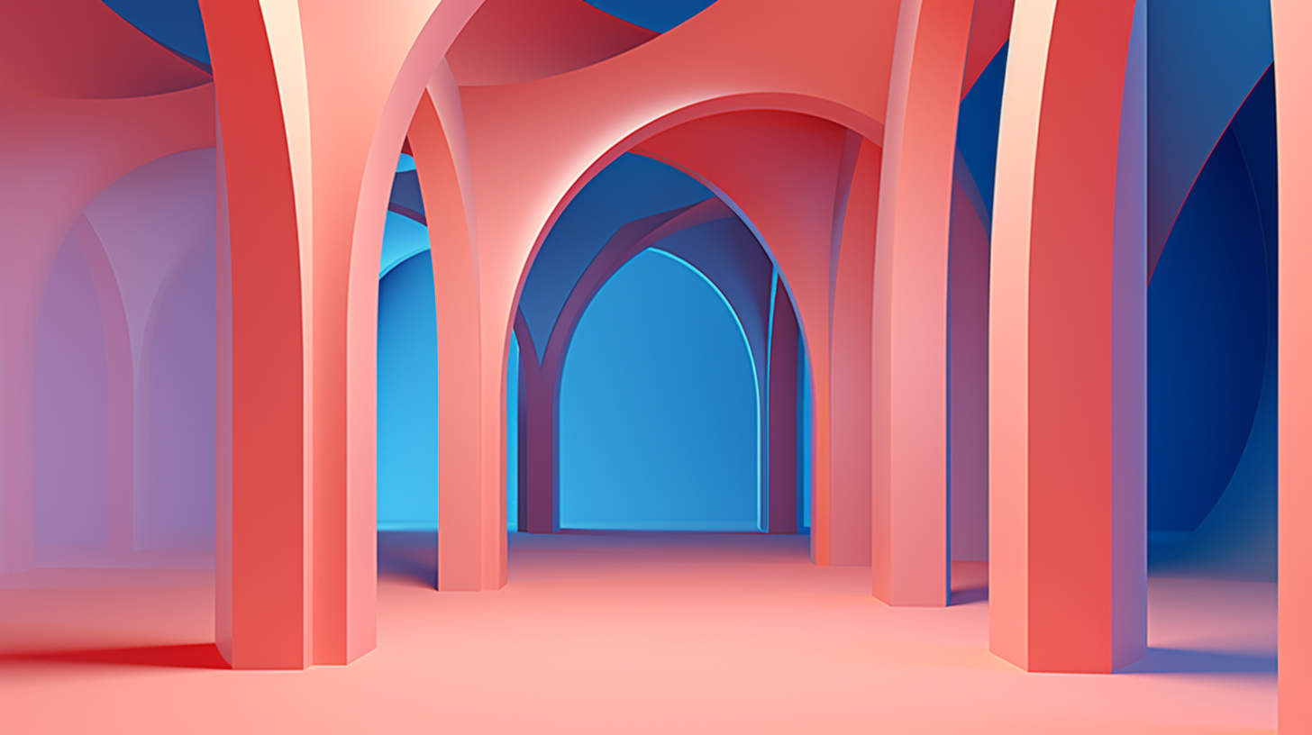 Three Abstract Archways Illuminated