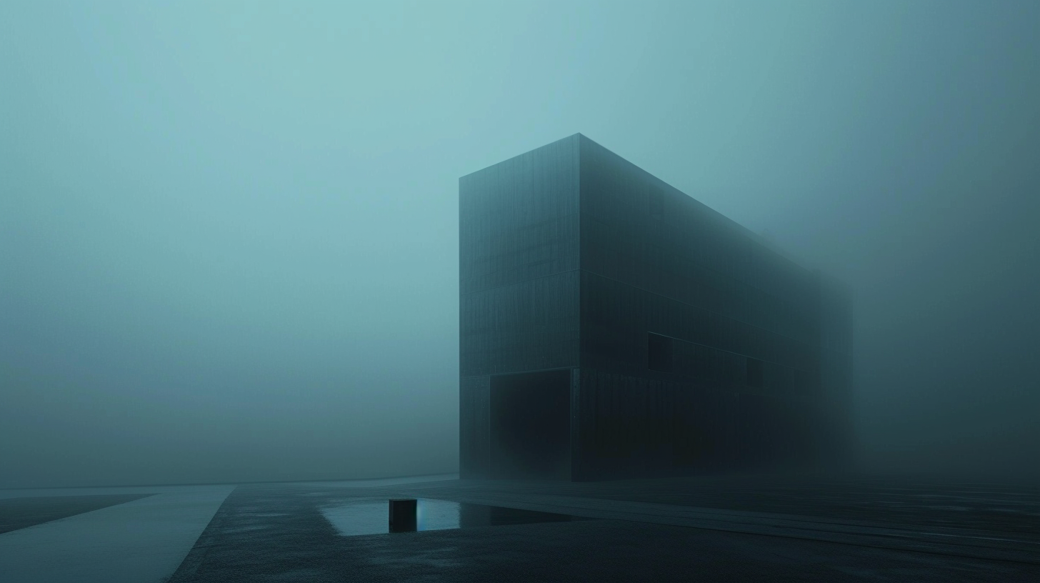 Abstract building in the fog