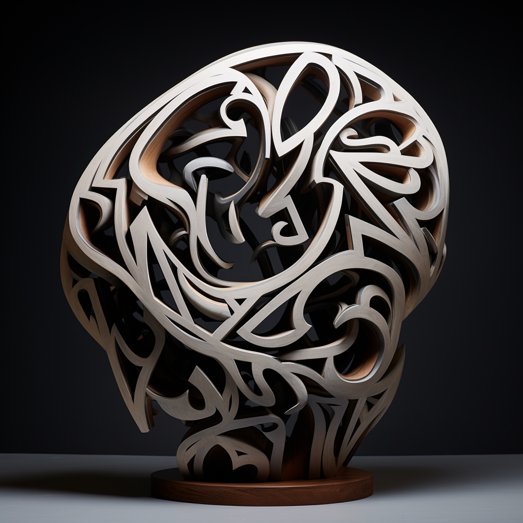 Unique Abstract Calligraphy Sculpture with Omani Khanjar