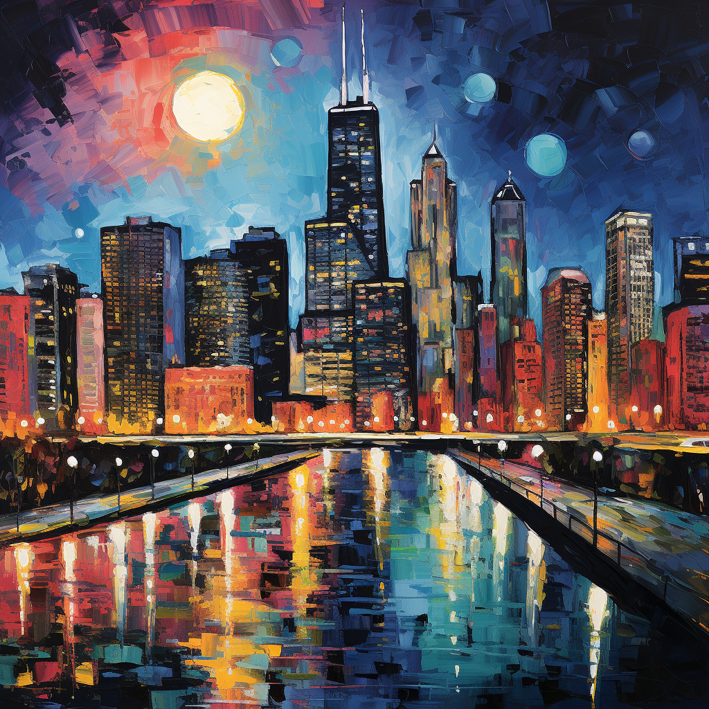 Colorful Chicago Skyline Artwork