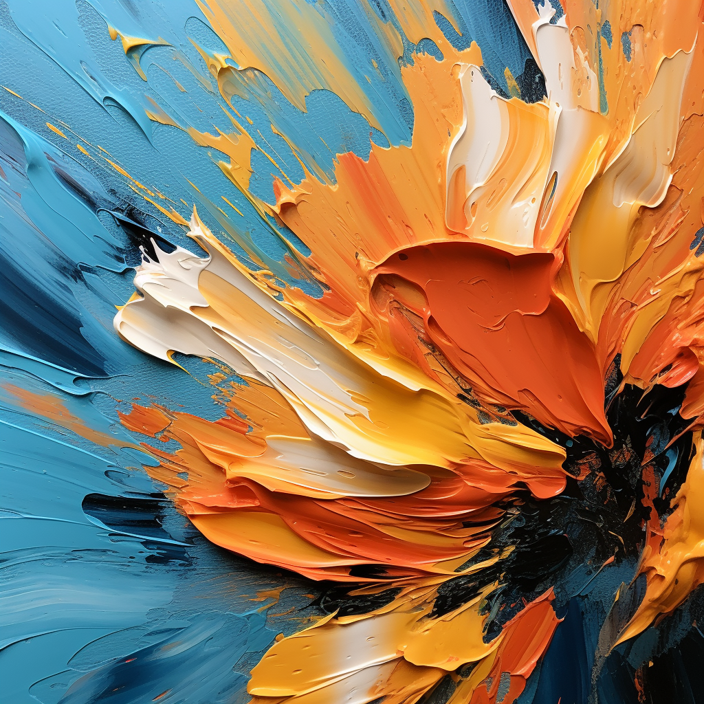 Abstract flower painting with heavy brush strokes