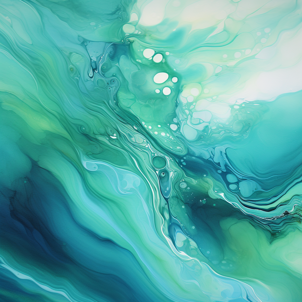 Abstract Fluid Texture in Green and Blue