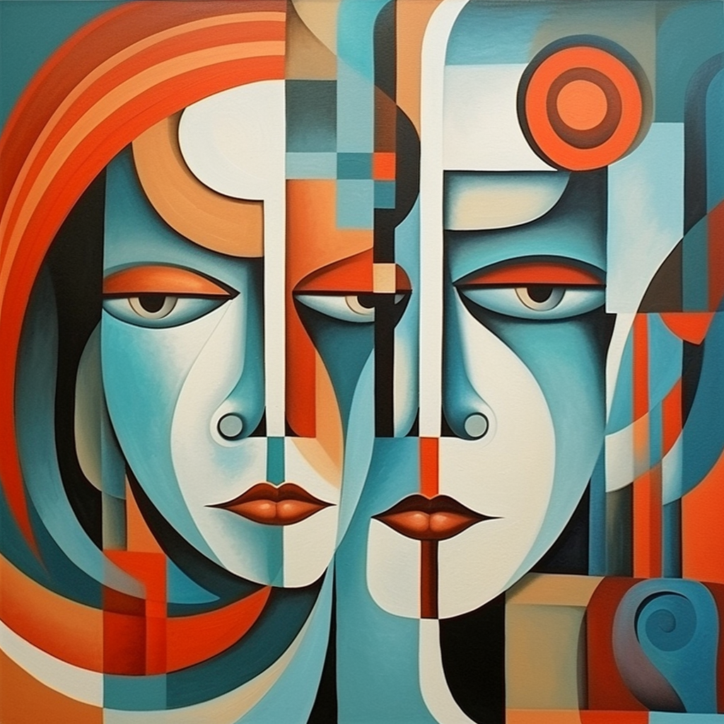 Colorful geometric faces artwork