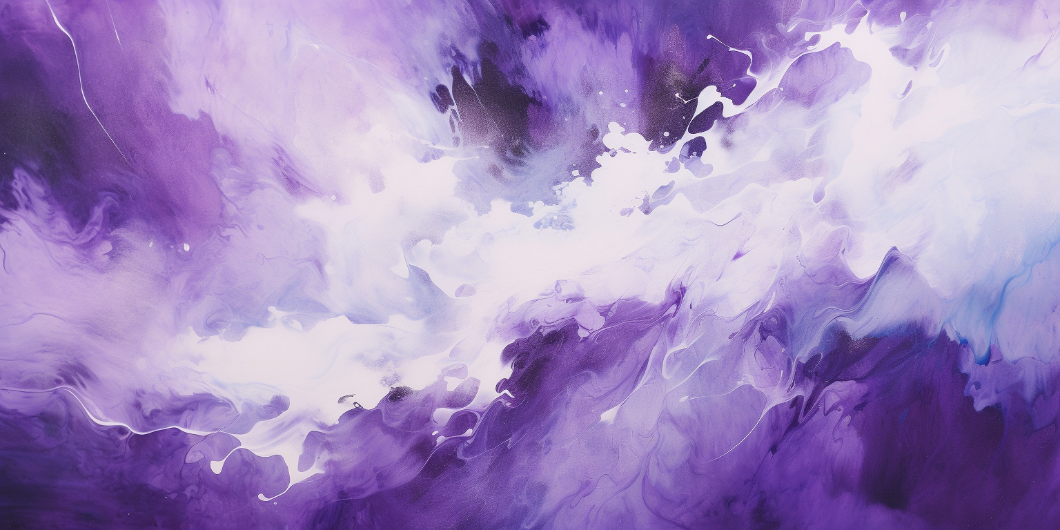 Abstract sea art in purple, white, and black