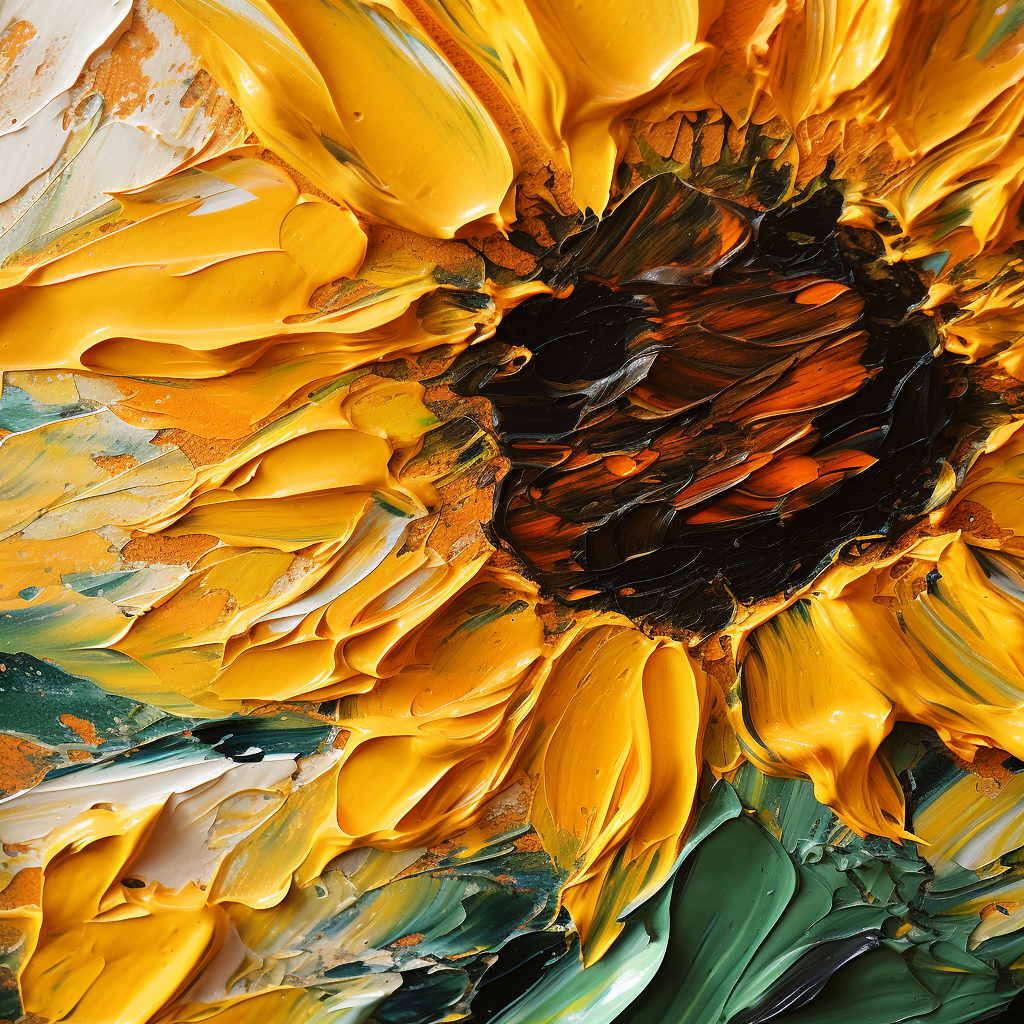 Abstract Sunflower Oil Painting Details Macro Close-up