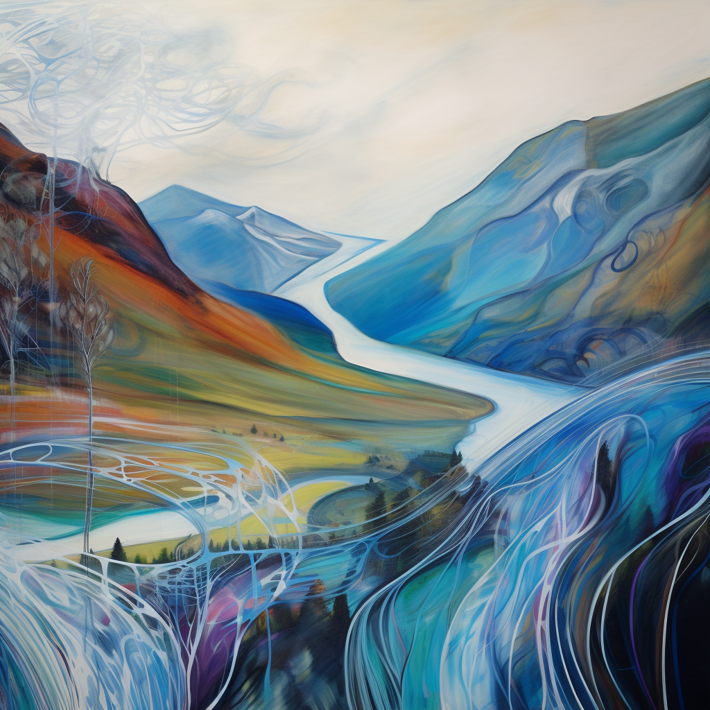 Abstract windy landscape with vibrant colors
