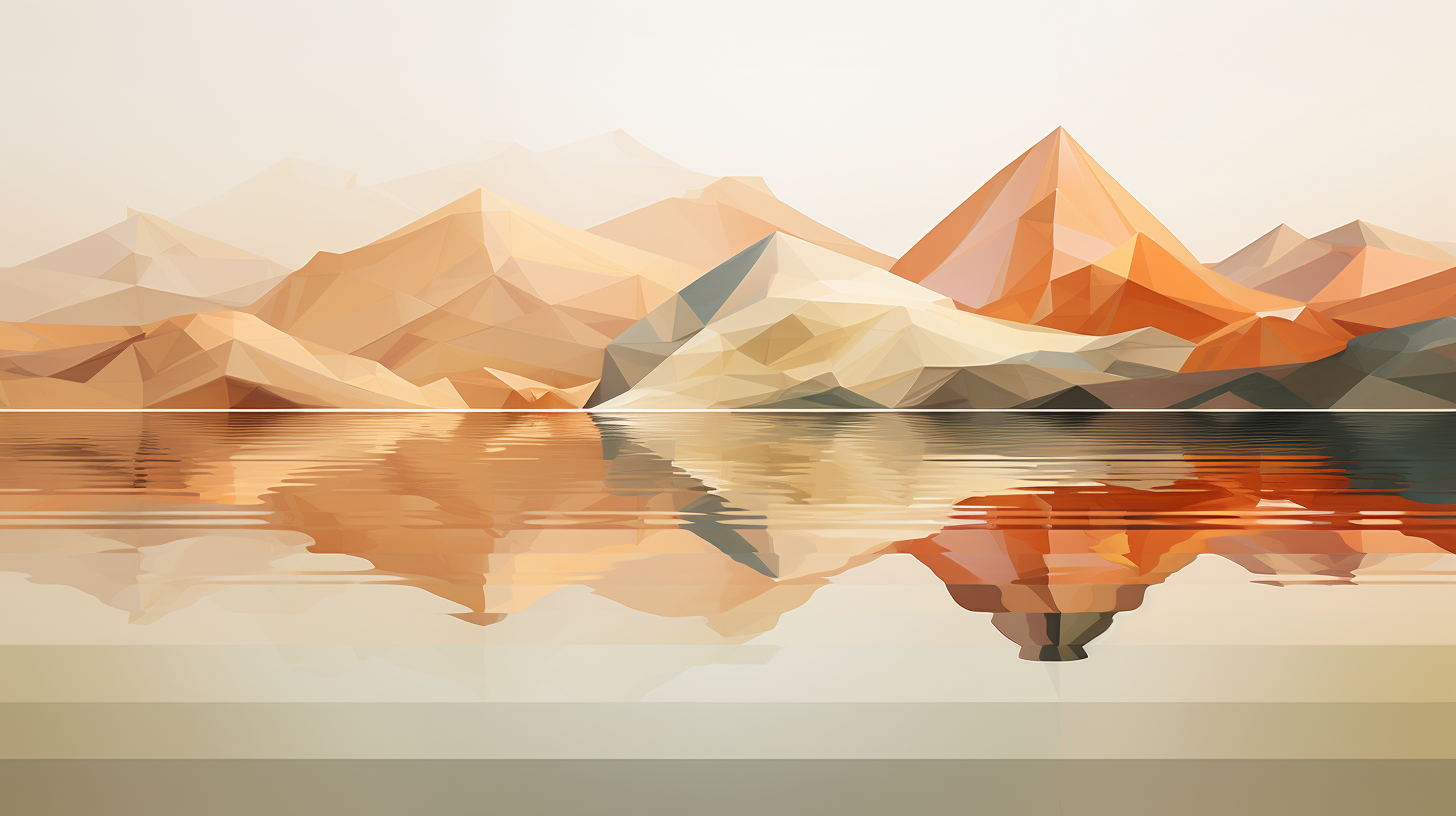 Beautiful abstract mountain and lake painting